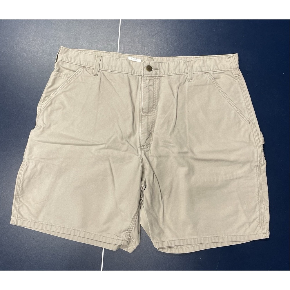 Vintage B144 Carhartt Carpenter Shorts Size 40 Tan Canvas Workwear 90s